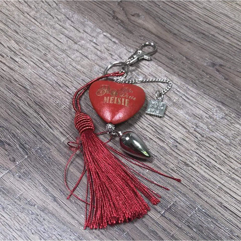 Keyring - Red - Heart with "John Deere Meisie" - Something From Home - South African Shop