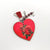 South African Shop - Keyring - Red Wooden Heart With Red Rose- - Something From Home