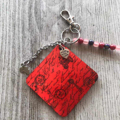 Keyring - Red with Tractor & Text - Something From Home - South African Shop