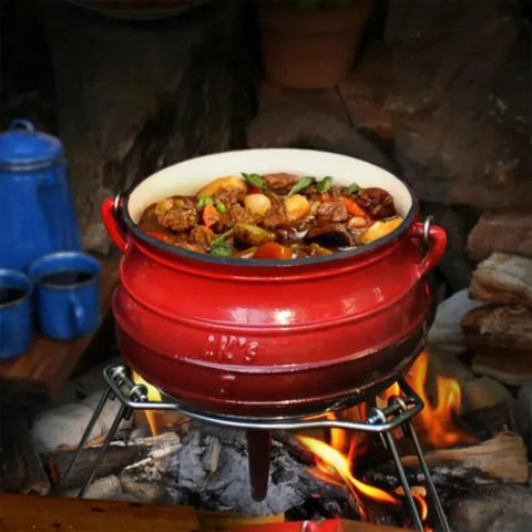 LK Three Legged Potjie Pot 7.8L - RED ENAMEL(#3) - Something From Home - South African Shop