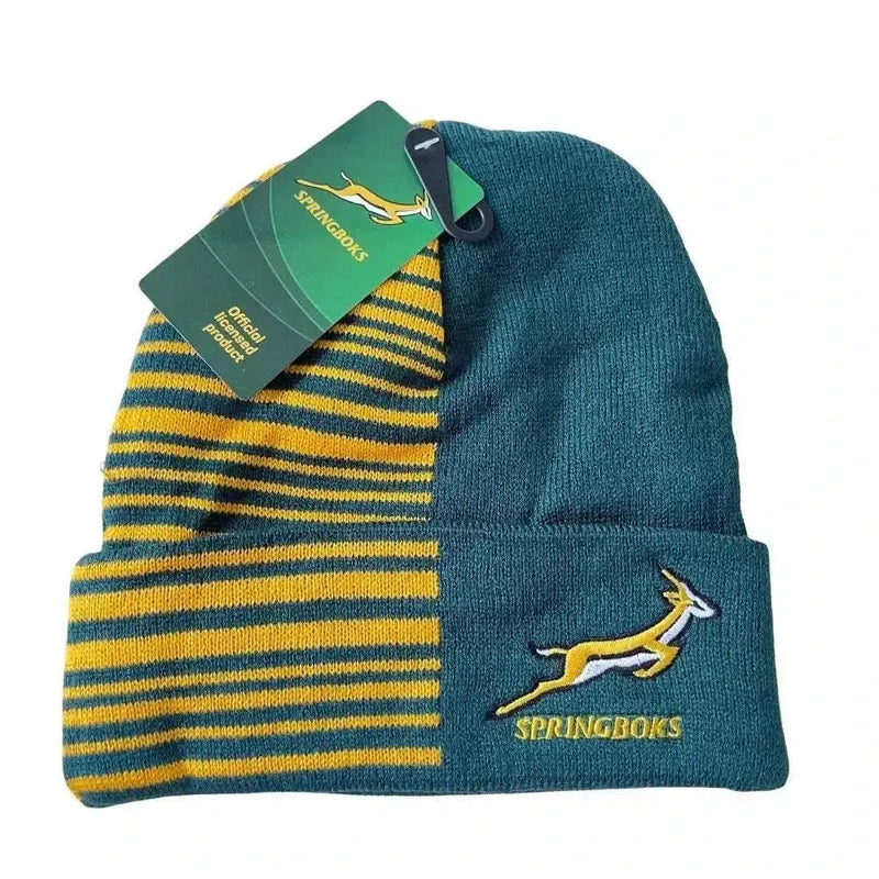 Springbok Beanies with South African Flag and Springbok logo for warmth and support