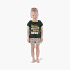 Child wearing Springbok Pajamas Kids set with "Future Springboks Rugby Captain" print and logo shorts