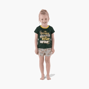 Child wearing Springbok Pajamas Kids set with "Future Springboks Rugby Captain" print and logo shorts