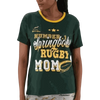 Springbok Pajamas women's set with green short sleeve top and grey shorts featuring rugby mom print and Springbok logos