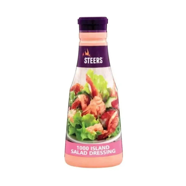 Steers 1000 Island Salad Dressing Sauce 375ml bottle with fresh ingredients and zesty flavor