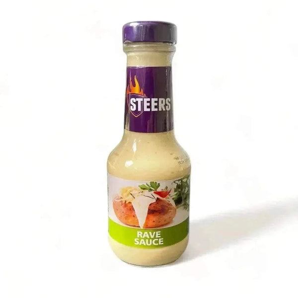 Steers RAVE Sauce 375ml bottle with tangy flavorful condiment for burgers and meals