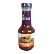 375ml bottle of Steers Sauce burger relish for smoky, fruity grilled flavors