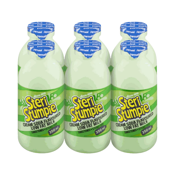 Pack of 6 Steri Stumpie cream soda flavoured low fat milk bottles, 350ml each