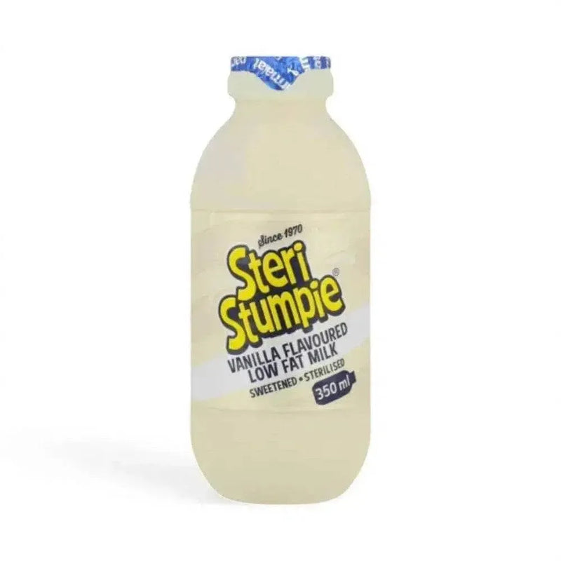 Steri Stumpie Vanilla Milk 350ml Bottle, South Africa's top flavored milk brand.