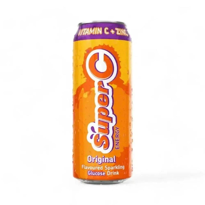 500ml can of Super C Energy Drink with citrus flavor and vitamin C boost