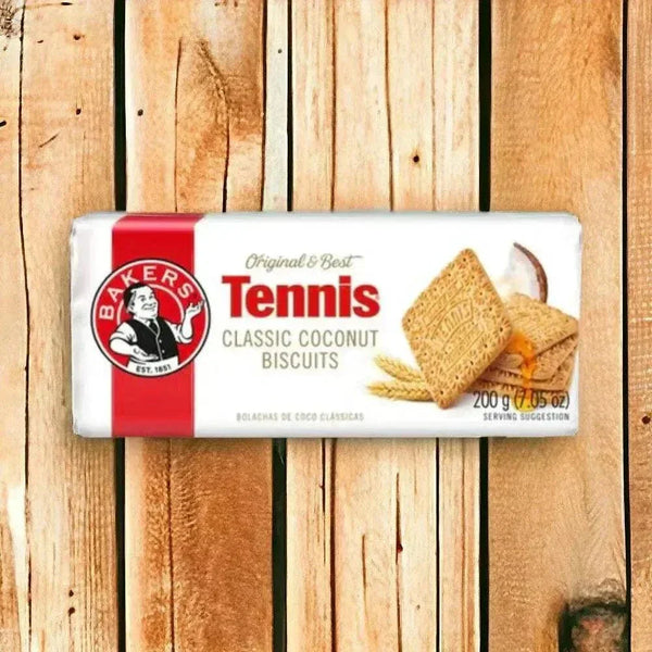 Bakers Tennis Biscuits 200g pack with classic coconut flavor and crispy texture for tea time and desserts