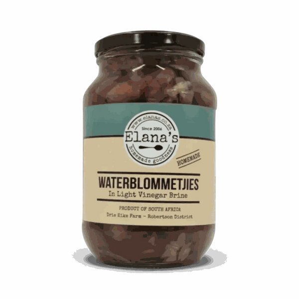 Elana’s 1kg jar of Waterblommetjies in light vinegar brine from South Africa for traditional stews and bredies