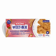 375g box of Weet-Bix Strawberry Flavoured Wholegrain wheat biscuits with high fibre and vitamins