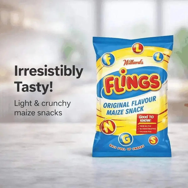Willards Flings 12g original flavour maize snack pack for school lunch boxes
