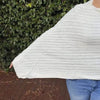 Cream knitted cotton Winter Poncho with round neck