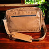 Woesmooi genuine leather light-colored slim laptop bag with adjustable strap for 15.6-inch laptops