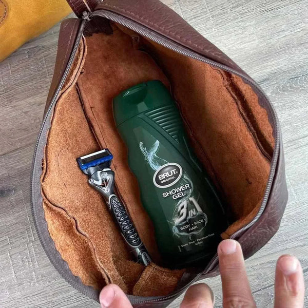 Woesmooi Genuine leather Shaving bag - Mustard Colour from South African Shop in New Zealand – Something From Home.