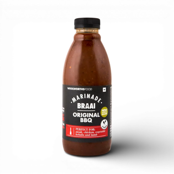 Woolworths Original BBQ Braai Marinade 750ml bottle for South African braai cooking