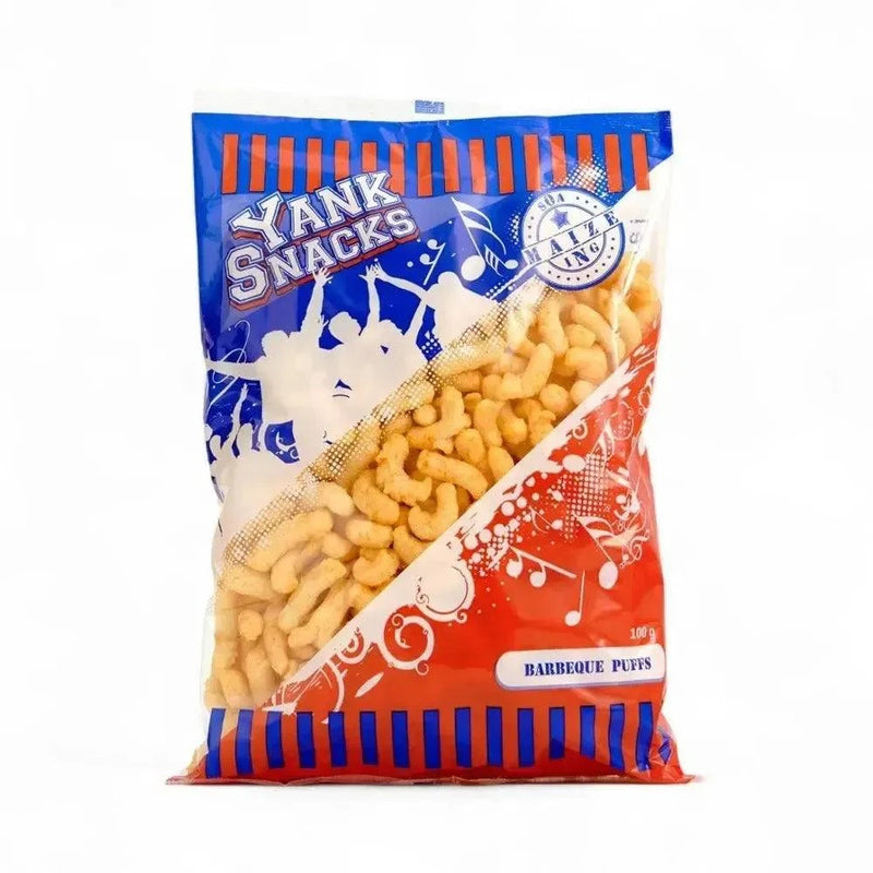 Yank Snacks Maize Puffs BBQ 100g pack with bold South African barbecue flavor.