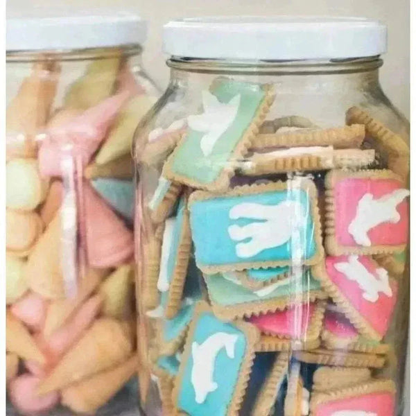 Pack of 12 Bakers Zoo Biscuits with colorful iced animal shapes on biscuits