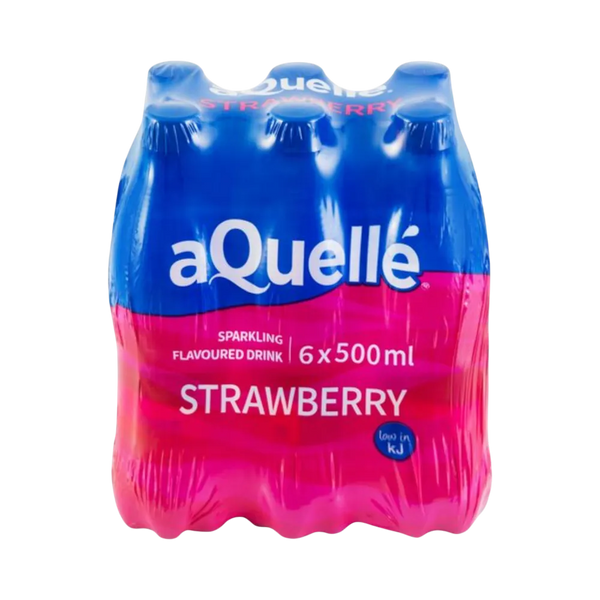 aQuellé Flavoured Sparkling Water - Strawberry (Pack of 6 x 500ml)