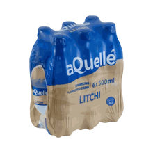 Pack of six 500ml bottles of aQuellé Litchi Flavoured Sparkling Water
