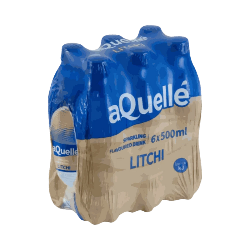 Pack of six 500ml bottles of aQuellé Litchi Flavoured Sparkling Water