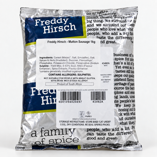 Freddy Hirsch Mutton Sausage Seasoning 1kg silver pack