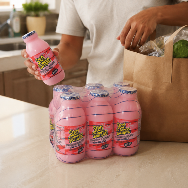 Steri Stumpie Strawberry Milk six-pack unpacked at home